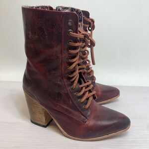 Freebird Rebel Boots Granny Core Lace Up Leather Rare In Wine Size 7